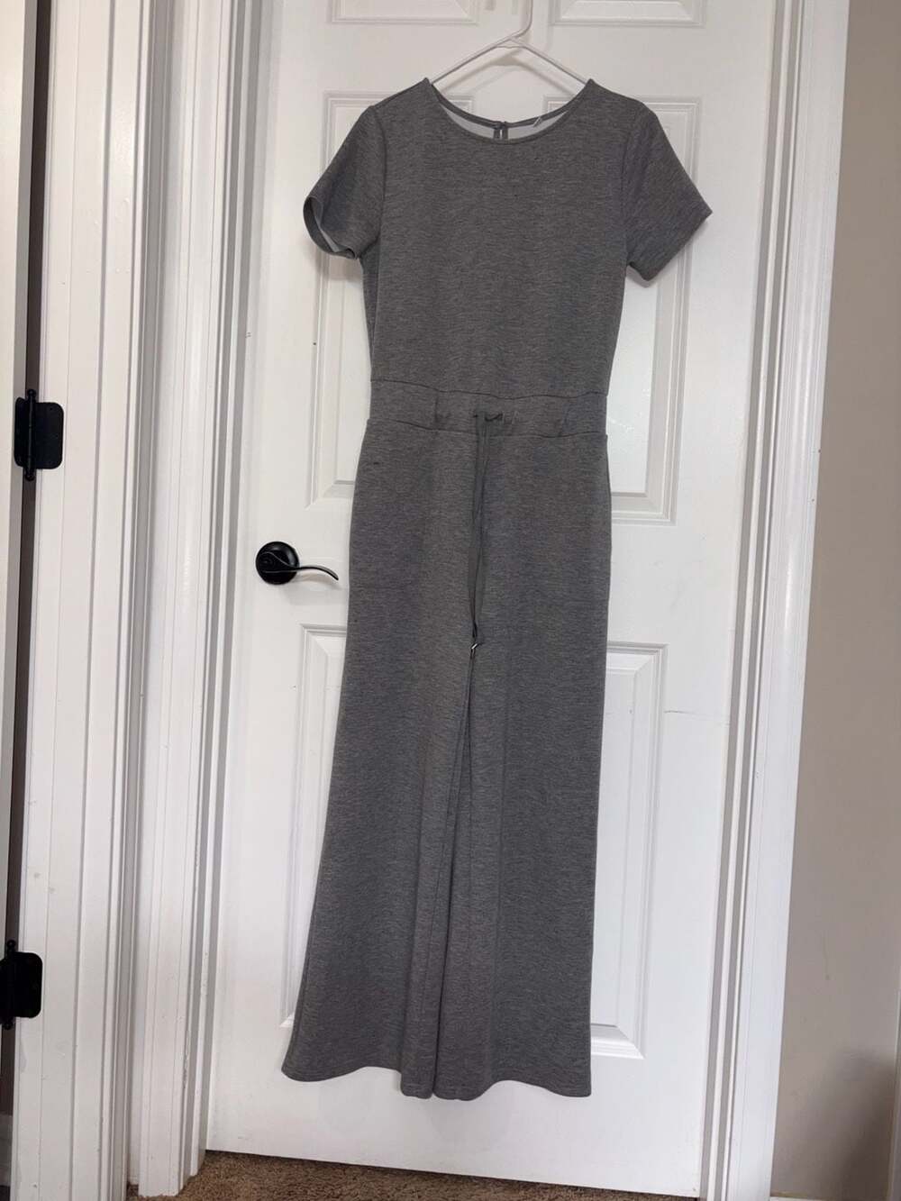 Gray Wide Leg Drawstring Jumpsuit Size Small